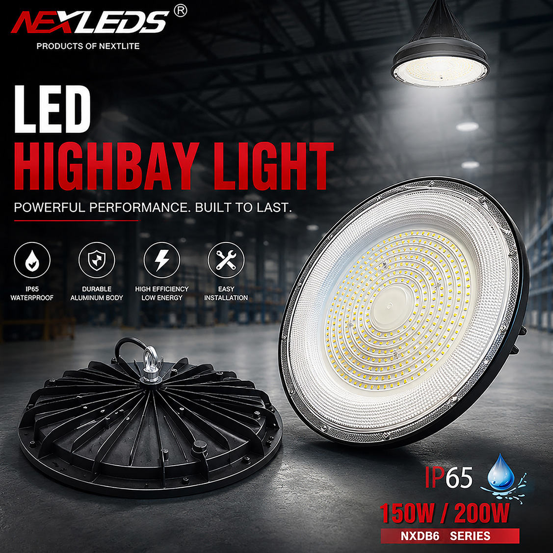 NX UFOHB2 DB6 200W / 150W 5700K IP65 LED HIGHBAY LIGHT